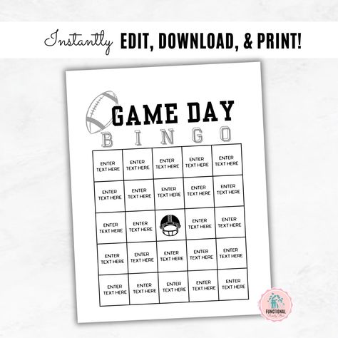 Football Boyfriend BINGO Game Template | EDITABLE Football Bingo Game | Funny Football Husband Game | Bingo Sheet DIY Diy Bingo, Football Bingo, Football Husband, Free Printable Bingo Cards, Football Plays, Game Bingo, Free Bingo Cards, Bingo For Kids, Bingo Sheets