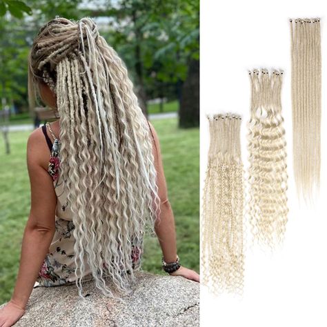 PRICES MAY VARY. 【Material】100% handmade high quality synthetic fiber blonde dreadlock extensions, 0.6 cm wide, easy to install. Looks like human hair. 【Package】30 strands of 24 inch long single dreads, 3.5g/strand. one free crochet hook. Usually 60-80 strands can make a full head. 【Advantages】Light weight and very soft, no odor, no itch, skin friendly, tight, long lasting, natural looking. 【Tips】If you receive hair that is a little bent, you can straighten it by blowing it with hot air from a h Dred Locks, Scottish Hair, Style Dreadlocks, Medium Length Hairstyles With Bangs, Passion Hair, Dread Hair Extensions, Boho Hair Wrap, Dreadlocks Girl, Dreads Extensions