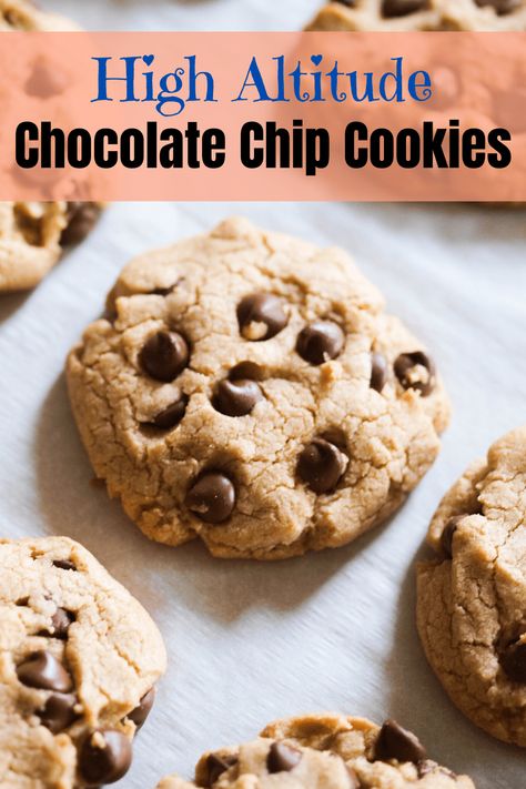 These high altitude chocolate chip cookies are chewy, buttery, rich, and chocolatey! I also share all of my high altitude baking adaptations or adjustments and all the tips for the best success with these cookies. Make these for a snack or dessert today! #baking #chocolatechipcookie #highaltitudebaking #cookies Cookie Recipes High Altitude, Quick Christmas Cookie Recipe, High Altitude Bread Recipe, High Altitude Chocolate Chip Cookies, High Altitude Baking, Christmas Cookie Recipes, Chewy Chocolate Chip, Chewy Chocolate Chip Cookies, Best Chocolate Chip Cookie