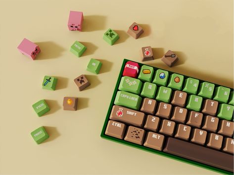 We changed the design of the arrow keys and added some alternate keycaps. #keycaps #minecraft #minecraftbuilds #aiheystudio #mc #keyboard #kbdnews #minecraftgift Aesthetic Keyboard, Minecraft Gifts, Aesthetic Diy, Key Caps, Desk Ideas, The Arrow, Pc Setup, Keyboard, Minecraft