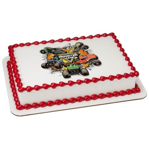 Monster Jam® Monster Trucks Monster Jam Cake, Mickey And The Roadster Racers, Monster Jam Birthday, Monster Jam Party, Hard Candy Lollipops, 3d Cake Toppers, Edible Toppers, Make A Cake, Edible Cupcake Toppers