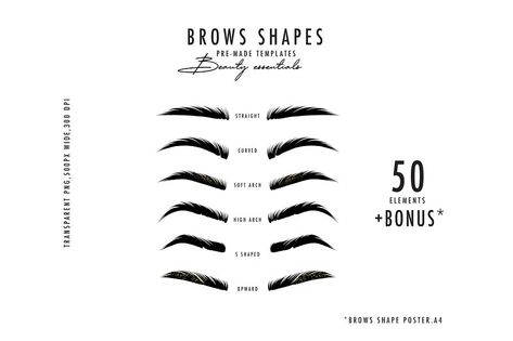 Makeup Png, Eyebrow Guide, Brow Quotes, Makeup Svg, Watercolor Branding, Makeup Logo, Permanent Makeup Eyebrows, Shape Posters, Art Makeup