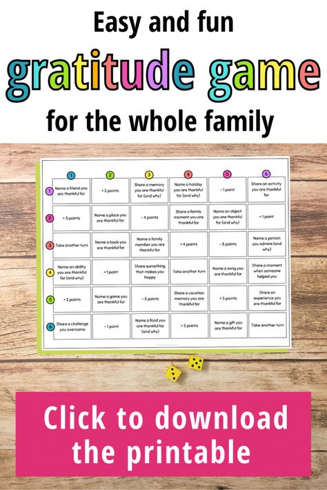 This easy and fun gratitude game is great for connecting as a family and teaching kids about gratitude. - Thanksgiving activities | Family fun Gratitude Activity Days Lds, The Gratitude Game, Gratitude Family Activity, Christmas Gratitude Activity, Spiritual Games Activities, Activity Days Thanksgiving Ideas, Activity Days Gratitude, Thankful Games For Thanksgiving, Gratitude Bingo For Kids