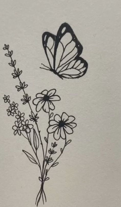 Sketsa Flora Simple, Small Flower Drawings, Flora And Fauna Drawing, Simple Paint, Pencil Sketches Easy, Aesthetic Drawings, Armband Tattoos, Indie Drawings, Cute Sketches