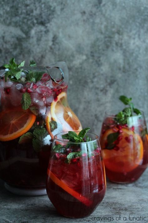 Pomegranate Party Punch #CocktailDay | Cravings of a Lunatic Pomegranate Punch, Mexican Ideas, Party Punch Recipes, Foods Ideas, Special Drinks, Alcoholic Punch, Brunch Drinks, Summer Foods, Party Punch