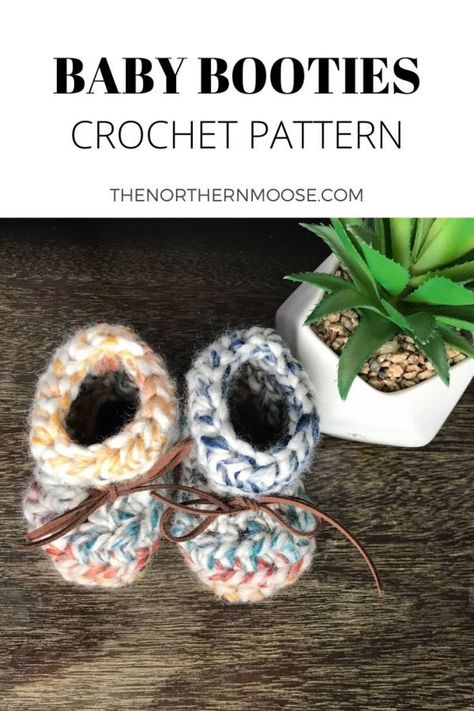 Baby Bootie Crochet Pattern - Northern Moose Padraig Slippers Pattern Free, Leather Soles For Slippers, Baby Slippers Crochet Free, Free Crochet Baby Boots Pattern, Baby Boots Crochet Pattern Free, Baby Sock Crochet Pattern Free, Crochet Baby Slippers Free Pattern, Baby Things To Crochet, Baby Booties Free Pattern Crochet