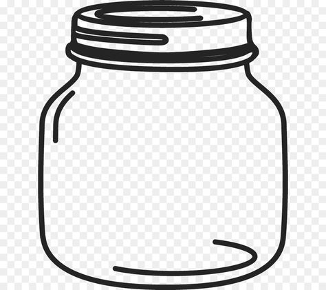 Mason Jar Clip Art, Journal Jar, Kitchen Cartoon, Book Black And White, Black And White Png, Jar Stickers, White Png, Paper Toys Template, White Jar