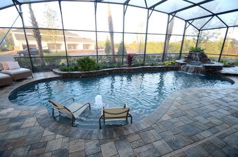 Know the pros and cons of pool enclosures in Florida. #FL Florida Backyard, Landscaping Around Pool, Pool Cage, Screened Pool, Florida Pool, Freeform Pools, Pool Contractors, Indoor Swimming Pool, Pool Enclosures