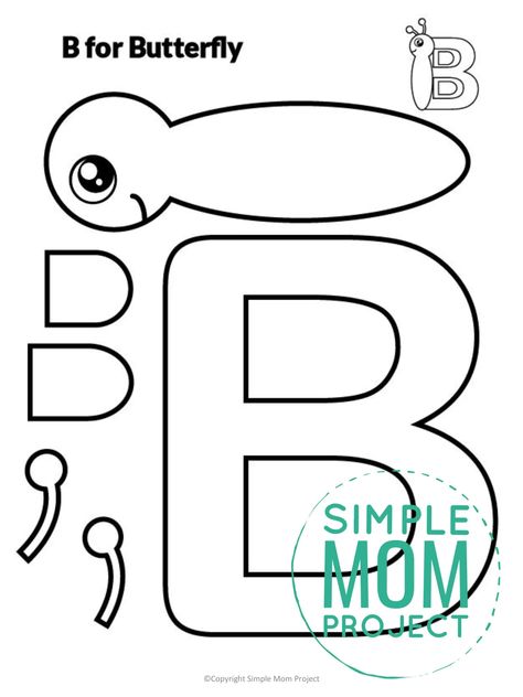 B Activities For Preschool, Letter B Activities For Preschool, B For Butterfly, B Activities, Preschool Letter B, Letter B Activities, Simple Mom Project, Preschool Letter Crafts, Letter B Worksheets