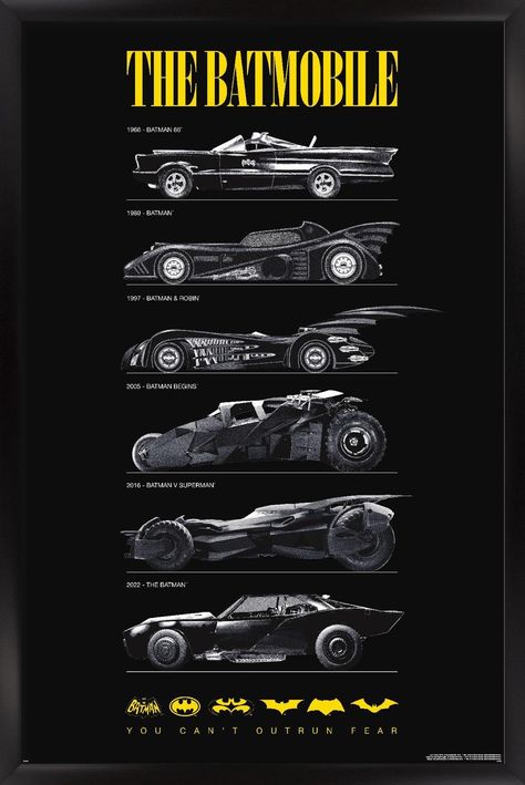 PRICES MAY VARY. This Trends DC Comics Batman: 85th Anniversary - Batmobiles Wall Poster uses high-resolution artwork and is printed on PhotoArt Gloss Poster Paper which enhances colors with a high-quality look and feel Poster Frame is a clean and modern design offered in a variety of colors to showcase the art and compliment any room decor Lightweight and easy to hang construction allows for a quick installation of this framed poster using the attached sawtooth hanger so you can enjoy your wall Batman Wall Poster, Vintage Batman Poster, Dc Comic Poster, Batman Room Decor Man Cave, Batman House Decor, Batman Poster Vintage, Batman Mural, Batman Decorations, Batman Room Decor