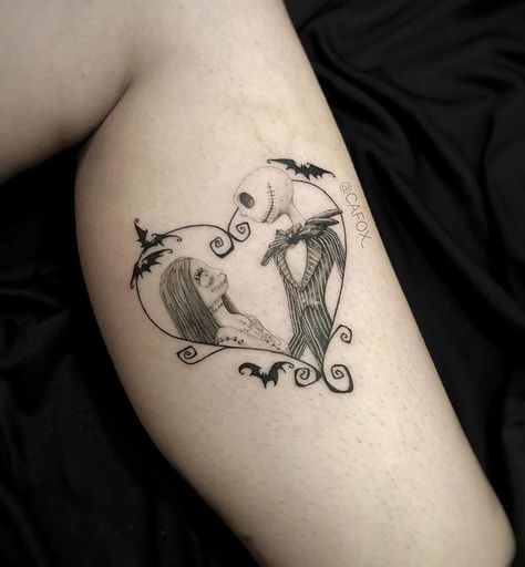 Sally Heart Tattoo, Nightmare Before Christmas Inspired Tattoo, Jack And Sally Minimalist Tattoo, Jack And Sally Watercolor Tattoo, We Can Live Like Jack And Sally Tattoo, Shyguy Mario Tattoo, Simple Jack And Sally Tattoo, Vampire Teddy Tattoo, Jack And Sally On The Hill