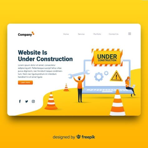 Construction Landing Page, Under Construction Website, Construction Signs, Metal Workshop, Website Maintenance, Website Banner, Landing Page Template, Software Update, Business Technology