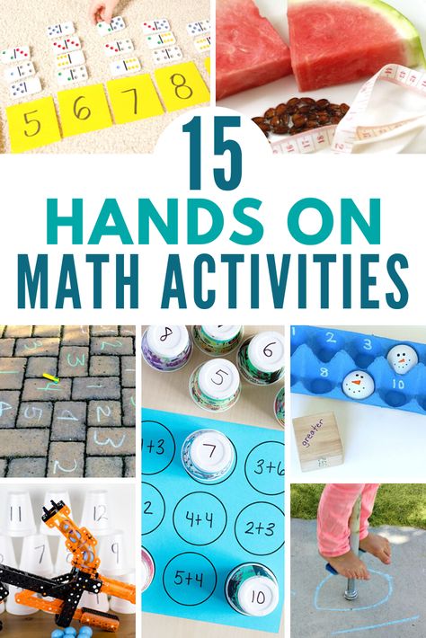 15 hands-on, fun math activities that will get your kids excited about learning math! Find games, projects, and ideas for your elementary math lessons. #math #stem #stemeducation #handsonlearning Hands On Math Activities, Math Stem Activities, Elementary Math Lessons, Elementary Stem Activities, Math Activities Elementary, Math Activities For Kids, Summer Math, Math Stem, Fun Math Activities