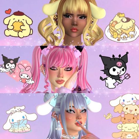 Sims 4 Sanrio Cc, Sims 4 Hello Kitty Cc, My Sanrio, Sanrio Clothes, Sims 4 Anime, Beach Icon, Tumblr Sims 4, Sims 4 Dresses, Sims 4 Characters