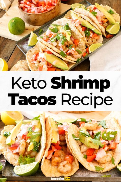 Healthy Low Carb Keto Shrimp Tacos Keto Shrimp Tacos Low Carb, Low Carb Shrimp Tacos, Keto Shrimp Tacos, Keto Camping, Thm Dinner, Keto Board, Keto Shrimp, Spicy Shrimp Tacos, Keto Seafood