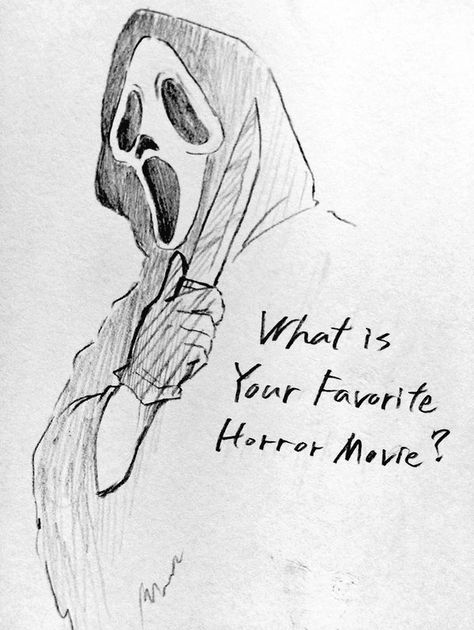 Small Easy Sketches To Draw, Horror Movies Sketch, Horror Art Ideas Easy, Halloween Killers Drawings, Ghostface Sketch Drawing, Scream Art Ghostface Drawing, Drawing Horror Characters, Ghostface Drawing Cute, Scream Drawings Movie