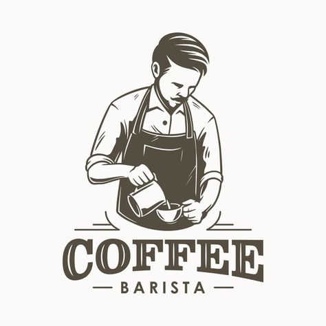 Coffee barista or bartender logo design | Premium Vector #Freepik #vector #logo #coffee #people #hand Bartender Logo, Foodtrucks Ideas, Coffee Shop Logo Design, Shop Vector, Cafe Barista, Coffee Doodle, Coffee Artwork, Farsi Calligraphy, Coffee Label