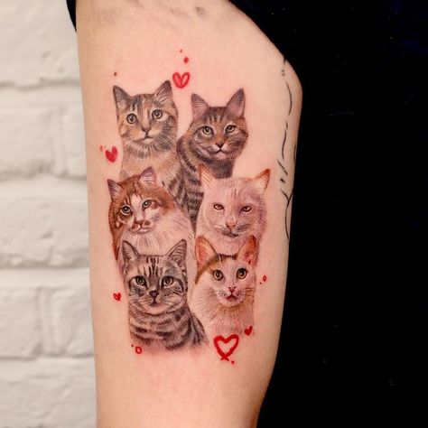 Small Cat Tattoo, Simple Cat Tattoo, Cat Face Tattoos, Collage Tattoo, Sewing Tattoos, Cat Portrait Tattoos, Mother Tattoos For Children, Dog Portrait Tattoo, Cat Tattoo Design