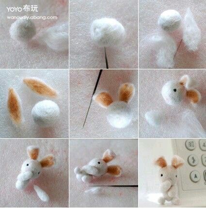 Tovad Ull, Needle Felting Tutorial, Needle Felting Diy, Needle Felted Christmas, Felt Fairy, Needle Felting Tutorials, Felt Bunny, Needle Felting Projects, Wool Roving