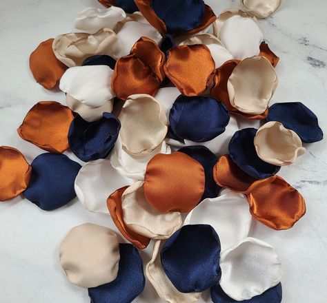 Navy Blue Terracotta Wedding Decor, Rose Petals, Boho Wedding Aisle Decor, Rustic Flower Girl Petals, Beige Ivory Bridal Shower Country Barn - Etsy Western Wedding Fall Colors, Royal Blue Fall Wedding Colors, Fall Colors Party Decorations, Navy Thanksgiving Decor, Rustic And Navy Blue Wedding, Weddings With Blue Color Schemes, Terracotta And Blue Wedding Party, Wedding Colors With Royal Blue, Navy Autumn Wedding