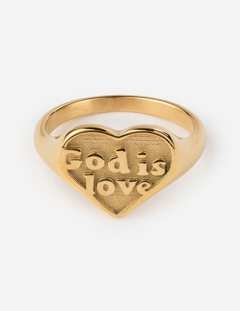 God is the very essence of love. Everything God does is loving, just as everything He does is just and right. Let this ring be a reminder that God is the perfect example of true love and to love others in this same way.   "  God is love, and whoever abides in love abides in God, and God abides in him. God is love, and all who live in love live in God, and God lives in them." -1 John 4:16    What's Included  God is Love ring Natural cotton pouch Jesus Jewelry, Elevated Faith, Christian Bracelets, Preppy Jewelry, God Is Love, Cotton Pouch, Gold Wrap, John 4, Letter Bracelet