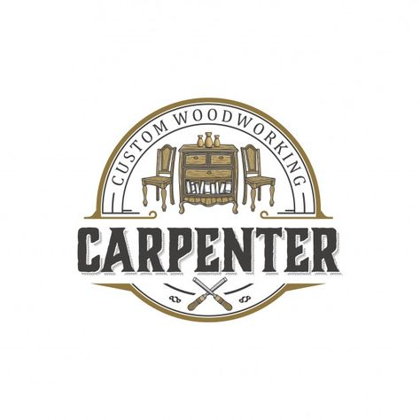 Logo design for carpentry | Premium Vector #Freepik #vector #logo #vintage #design #wood Tailor Logo, Book Of James, Woodworking Logo, Construction Logo, Logo Vintage, Vector Logo Design, Retro Logo, Custom Woodworking, Logo Concept