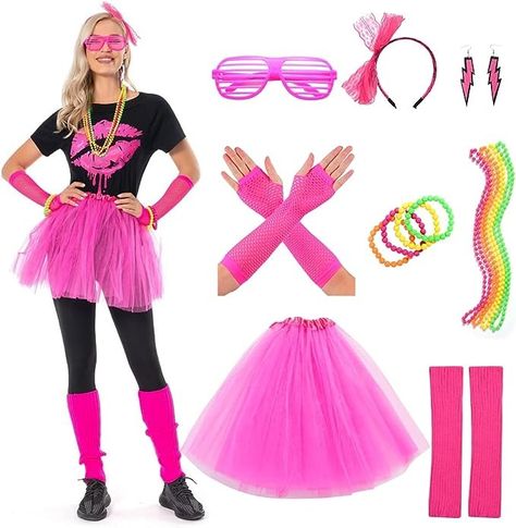 Vigprof 80s Costumes for Women, T-Shirt, Tutu Skirt, Accessories for 80s Themed Parties. Halloween 80s Costume Outfit. Lip Print S. 80 Dress Up Ideas 80s Party, Womens 80s Outfit Ideas, Kids 80s Outfit Ideas, 80s Party Outfits 1980s Style, 80s Outfits Party, 80s Themed Outfits, 80s Outfit Ideas, 80s Theme Party Outfits, Neon Party Outfits