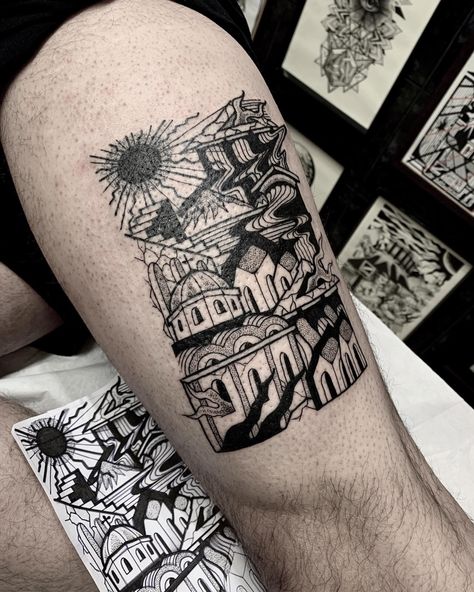 Athens Tattoo, Tattoos Big, Architecture Tattoo, Tattoo Inspo, Body Tattoos, Tattoo Studio, Blackwork, Athens, Small Tattoos