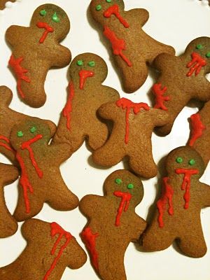 Gingerdead. Zombie Birthday Parties, Scary Christmas, Zombie Birthday, Zombie Party, Halloween Baking, Halloween Snacks, Halloween Desserts, Halloween Cookies, Halloween Recipes