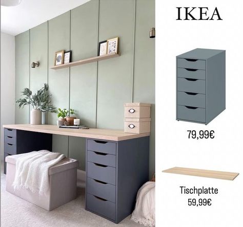 31 Brilliant and Cheap Ikea Desk Hack Ideas – best 4 crafts.com Study Room Decor Ideas Diy, Cheap Ikea Desk, Ikea Worktop, Modern Classic Office, Study Room Decor Ideas, Ikea Study, Ikea Office Hack, Classic Office Furniture, Chic Office Chair