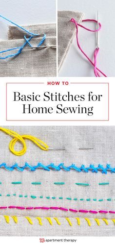 How To Sew by Hand: 6 Helpful Stitches for Home Sewing Projects | Apartment Therapy How To Backstitch By Hand, How To Sew By Hand, Hand Sewing Techniques, Hand Stitching Techniques, Hand Sewing Projects, Basic Stitches, Sew Ins, Home Sewing, Costura Diy