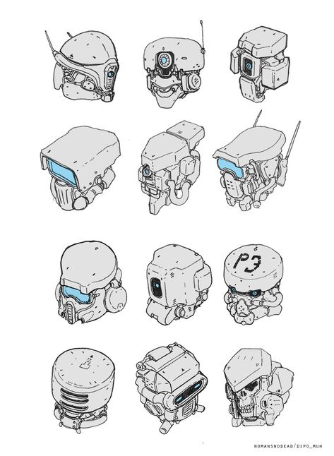 Robot Head Drawing, Heads Drawing, Simple Robot, Robot Head, Robot Design Sketch, Robot Sketch, Helmet Concept, Head Drawing, Arte Robot