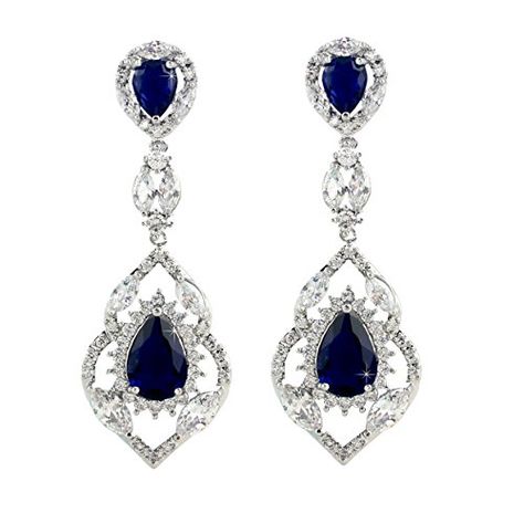 Wedding Earrings | SELOVO Womens Silver Tone Sapphire Color Wedding Teardrop Navy Blue CZ Chandelier Drop Earrings >>> To view further for this item, visit the image link. Teardrop Chandelier, Sapphire Earring, Navy Blue Earrings, Drop Chandelier, Chandelier Vintage, Formal Earrings, Dangle Earrings Silver, Cartilage Earrings Hoop, Crescent Moon Earrings