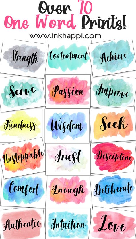 Over 70 one word prints! One Word Canvas Painting, Wellness Words, One Word Calligraphy, One Word Ideas, Word Art Design Creative, One Word Signs, One Word Inspiration, Word Prints, Word Art Drawings