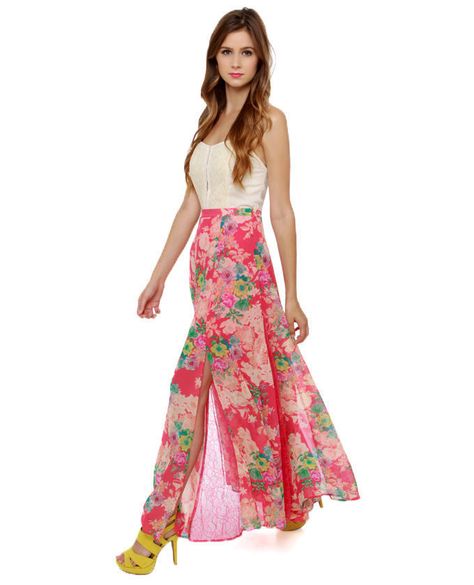 floral Floor Length Maxi Skirt, Floral Print Maxi Skirt, Print Maxi Skirt, Lulu Fashion, Mary Ann, Floral Maxi Skirt, Printed Maxi Skirts, Pink Floral Print, Floral Print Skirt