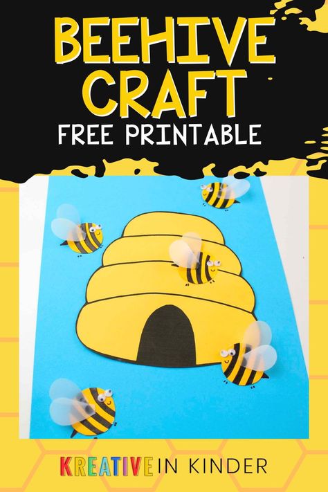 Beehive Printable Free, Bee Hive Printable, Beehive Craft, Number Rhymes, September Preschool, Bee Hive Craft, Kindergarten Activity, Bee Printables, Bee Book