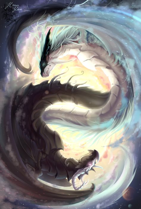 Yin And Yang Dragon Art, Yin Yang Dragon Art, Ying Yang Art Wallpaper, Yin Yang Dragon Wallpaper, Ying Yang Wallpaper Aesthetic, Ying Yang Illustration, Ying And Yang Art, Ying Yang Drawing, Intertwined Dragons