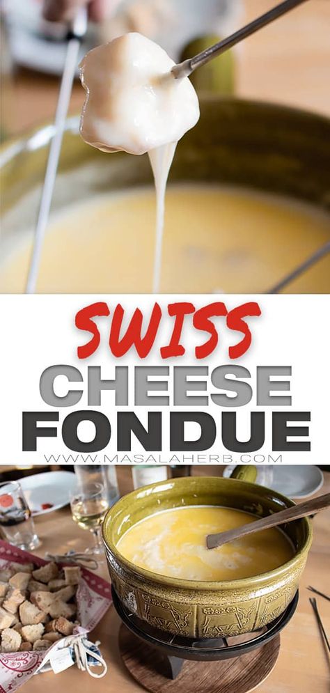 Gouda Cheese Fondue, Swiss Cheese Fondue Recipe, Fondue At Home, Pizza Raclette, Easy Cheese Fondue, Cheese Fondue Recipe, Fondue Dippers, Swiss Cheese Fondue, Holiday Party Food