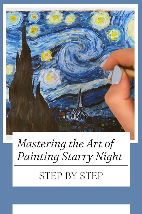 Prepare to immerse yourself in a world of artistic brilliance as we unveil a captivating video tutorial that will elevate your painting skills to extraordinary heights. Whether you're a beginner yearning to explore the wonders of painting or an experienced artist seeking to refine your craft, this tutorial is your gateway to mastering the enchanting techniques of Van Gogh's Starry Night. Join us on this transformative artistic journey, where every brushstroke takes you closer to... How To Paint Van Gogh Starry Night, How To Paint Starry Night, Starry Night Painting Tutorial, Starry Night Step By Step, Painting Starry Night, Art Of Painting, Starry Night Painting, Painting Skills, Painted Vans