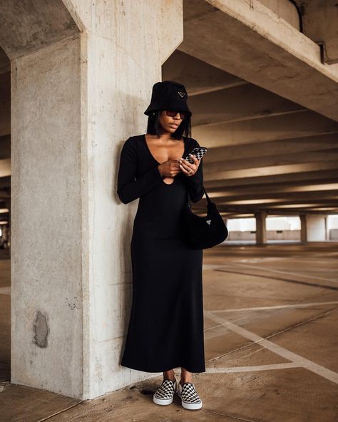 Black Dress outfit and bucket hat Follow my shop @shaymone on the @shop.LTK app to shop this post and get my exclusive app-only content! #liketkit #LTKshoecrush #LTKstyletip #LTKitbag @shop.ltk https://liketk.it/3z4qE Buket Hats Outfits, Hat And Dress Outfit, Black Bucket Hat Outfit, Hat And Dress, Fashion Week Inspiration, Bucket Hat Outfit, Streetwear Ideas, Classy Streetwear, Blogger Photography