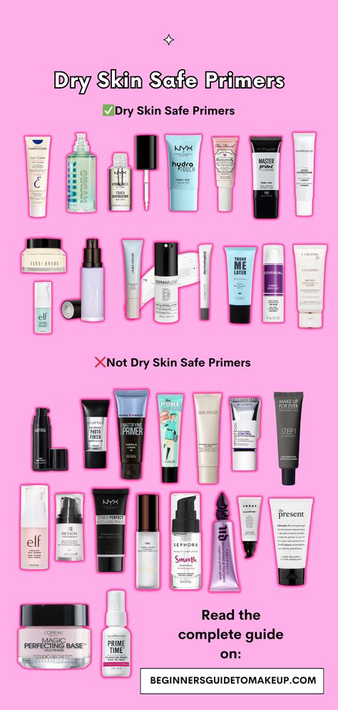 Discover the ultimate guide to primers for dry skin! 💧✨ From hydrating heroes to disappointing duds, explore the top picks and pitfalls in our comprehensive roundup. Say goodbye to flakiness and hello to a flawless canvas! #DrySkinSaviors #BeautyTips #MakeupMustHaves Primer Use In Makeup, Good Primers For Dry Skin, Drugstore Makeup For Dry Skin, Best Primers For Dry Skin, Best Makeup For Dry Skin, Best Makeup Products For Dry Skin, Dry Skin Makeup Products, Makeup For Dry Skin Tips, Dry Skin Makeup Routine