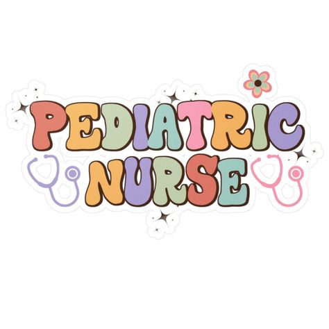 Brighten up your gear with this Retro Pediatric Nurse Colorful Vinyl Decal! Perfect as a gift for pediatric nurses, this vibrant sticker adds a touch of fun to laptops, water bottles, and clinic supplies. Celebrate your passion for pediatric care with this unique and cheerful design, ideal for any PEDS professional. ♡ DETAILS: .: Material: white vinyl with a satin finish .: 1/8" (3.2mm) white kiss-cut border around the sticker .: Four sizes to choose from .: Water, scratch and UV resistant .: Re Pediatric Nursing Vision Board, Nursing Widget, Pretty Stethoscope, Nursing Vision Board Ideas, Pediatric Nurse Quotes, Pediatric Nursing Aesthetic, Pediatrics Aesthetic, Nurse Emoji, Nursing Aesthetic