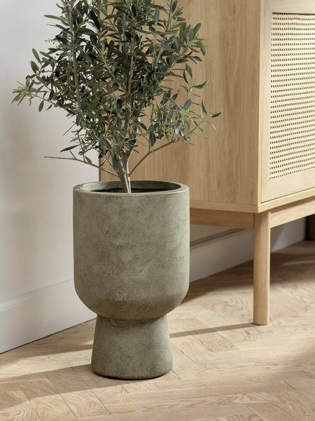 Plant pot SOLVI D25xH40cm green | JYSK Jysk Living Room, Modern Plant Pots, Indoor Plants Decor Living Room, Plant Pot Stand, Plants Pots, Large Plant Pots, Fake Plants Decor, Garden Indoor, Floor Plants