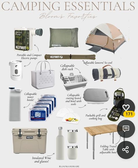 Camping Weekend Packing List, Camping Trip List, Glamping Essentials, Camping Inspiration, Camping Hacks Diy, Camping Set Up, Travel Bag Essentials, Camping Organization, Camping Aesthetic