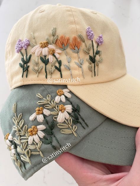 Introducing our brand-new collection of exquisitely embroidered floral hats! 🌸✨ Get ready to elevate your style with these stunning accessories that are blooming with beauty and elegance. Each hat is meticulously crafted with intricate floral designs, adding a touch of nature's charm to your wardrobe. Experience the joy of wearing these hats that exude a vibrant and fresh energy, perfectly capturing the essence of spring and summer. The delicate embroidery work showcases the artistry and attent Embroidered Hats Ideas, Rag Quilt Tutorial, Embroidery Hat, Join Fashion, Embroidery Caps, Painted Hats, Clay Stuff, Floral Hat, Hand Embroidery Projects