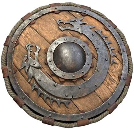 Escudo Viking, Dragon Medieval, Theater Play, Round Shield, Viking Battle, Viking Decor, Medieval Shields, Medieval Dragon, Wooden Shield