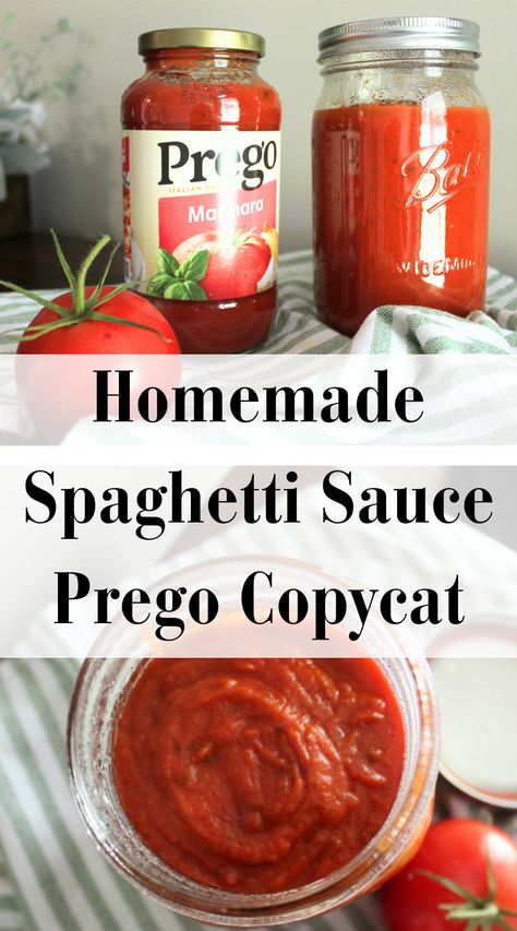 Prego Spaghetti Sauce - Homemade Copycat - Little Tennessee Home Diy Prego Sauce, Prego Sauce Recipe Canning, Prego Tomato Sauce Recipe, Homemade Spaghetti Sauce Recipe Canning, Homemade Prego Spaghetti Sauce, Canned Speggetti Sauce Recipe, Copycat Ragu Spaghetti Sauce, Prego Spaghetti Sauce Recipe For Canning, Homemade Freezer Spaghetti Sauce