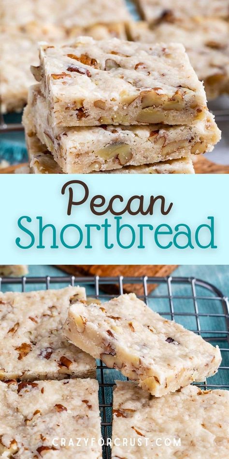 This Pecan Shortbread Cookies recipe is easy to make, freezer-friendly, and great for gifts! The cookies are made with toasted pecans for the best nutty flavor and texture. Shippable Baked Goods, Best Cookies Of All Time, European Cookies Recipes, Short Bread Cookies Easy, 12 Tomatoes Recipes Cookies, Shortbread Cookie Flavors, Pecan Bar, Pecan Sandies Cookies, Best Shortbread Cookie Recipe