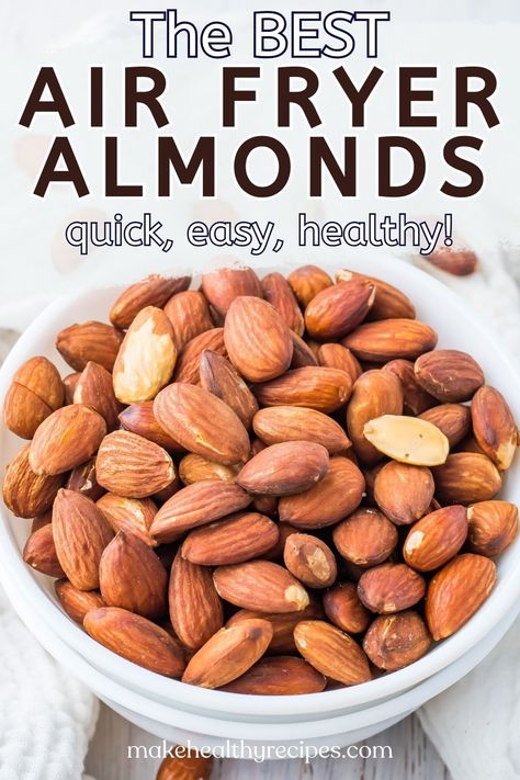 Looking for a healthy snack that doesn't skimp on flavor? Our Air Fryer Roasted Almonds recipe is here to save the day! These almonds are roasted to perfection, offering a satisfying crunch with every bite. Ideal for anyone who loves to snack but wants to keep it healthy. Ready in minutes, they're the perfect quick fix for your hunger pangs. Includes 5 Easy Seasoning Ideas! Almonds Recipe Healthy, Flavored Almonds Recipe, Roasted Almonds Recipe, Almonds Recipe, Snack On The Go, Healthy Snack Options, Roasted Nuts, Raw Almonds, Easy Air Fryer