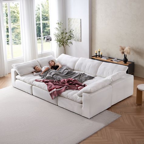 Big Sofa Beds, Low Comfy Couch, Big Couches Living Room Small Spaces, Pit Sofa Living Room, Sectional Bed Couch, Big Couch Living Room, Pit Couch Living Room, Lounging Sofas, Big Sofa Living Room